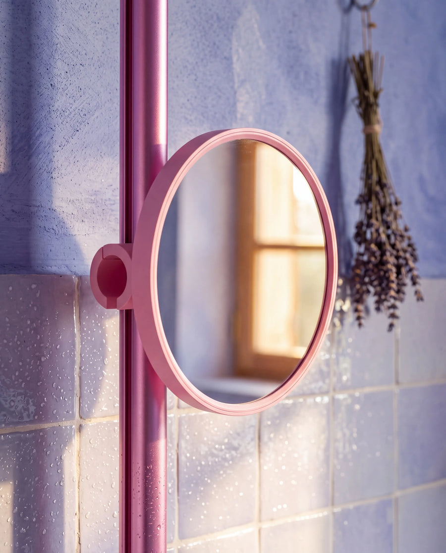 Miroir anti-buée Showrz rose à clipser sur la barre
