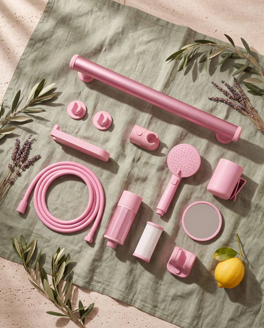 Pack ultime Showrz rose : kit complet, gobelet, miroir et support téléphone
